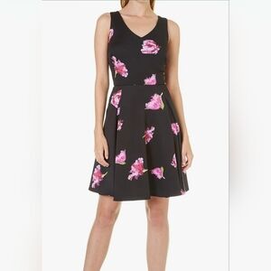 Julian Taylor Black Dress with Pink Floral Design